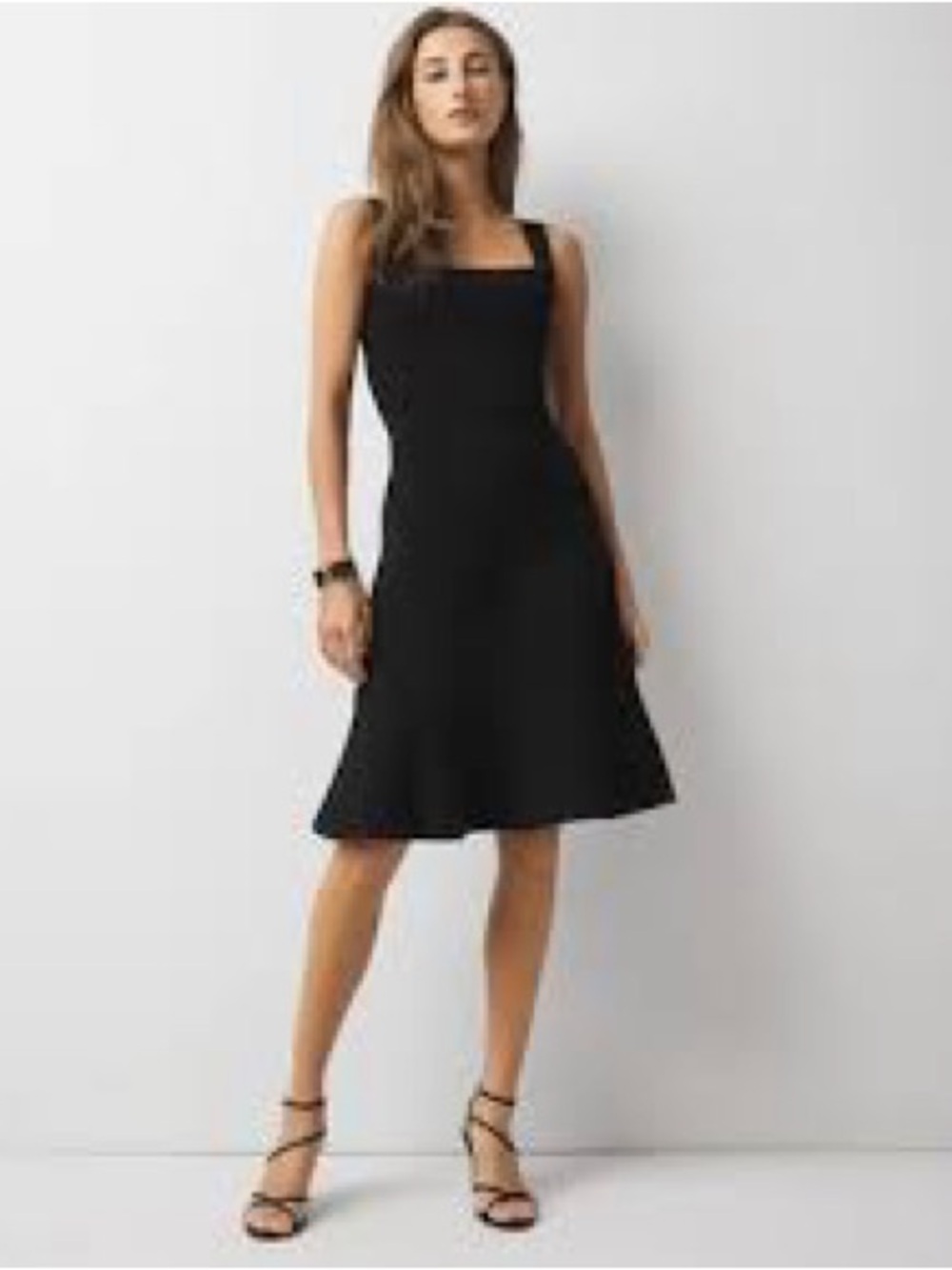 White House Black Market Black Lace Square-Neck Midi Dress